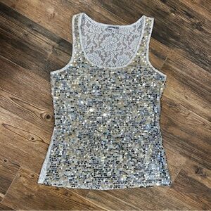 Express Sequin Lace Tank Top – XS | Y2K Party Top